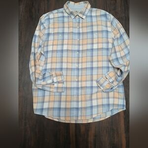 True‎ Grit Plaid Button-Down Shirt in Blue and Cream